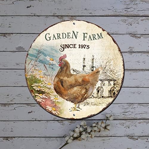 Фарм животински петел Рустикален метален венец знак градинарска фарма обичај за време на метална знак фарма за животни постер