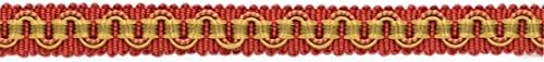 18 двор пакет од 3/8 инчи колекција Александар Декоративна Gimp Brail/Green, Red, Gold/Style 0038AG/Color: Peony - LX07