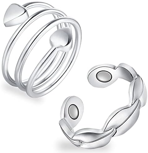 Feraco 4 парчиња магнетни бакарни прстени за жени, 99,99% чист магнетски прстен, бакарни прстени за жени за артритис и зглоб, лимфа,