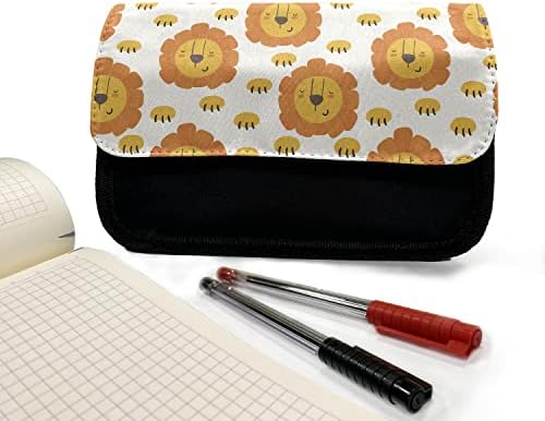 Зачудувачки случај со молив на лав, цртан филм крал на џунглата, торба со молив со ткаенини со двоен патент, 8,5 x 5,5, портокалова темна
