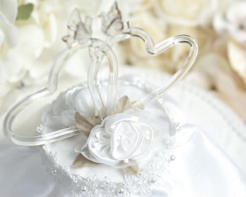 Сатен Роза Срца Свадба Торта Топер: Здолниште Боја: Бела