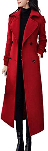 Azedssw есенски зимски модни модни палто топла долга јакна со џебни дами тенок ров за надворешна облека