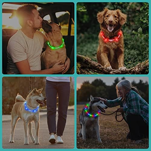 HIGO USB LED ЈАКА За Кучиња НА ПОЛНЕЊЕ-Силиконски Лесен Ѓердан За Безбедност На Миленичиња, СВЕТЛЕЧКА Јака За Кучиња ЗА Мали Средни Големи
