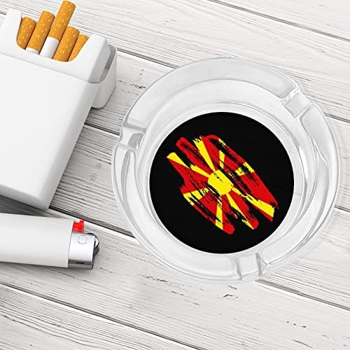 Македонско знаме стакло од пепелници за цигари за ветровито ѓубре може да печати фенси фиоки за пепел за домашна канцеларија во хотел