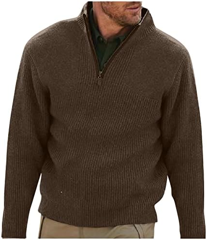 Џемпер со долг ракав, машка случајна удобност четвртина поштеда дебела рана есен есен кадифен џемпер врвот
