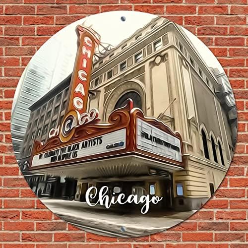Гроздобер метал знак Американски државен Илиноис државен Чикаго Сити Скај Скај, градски пејзаж, градски поглед, ретро домашна врата знак