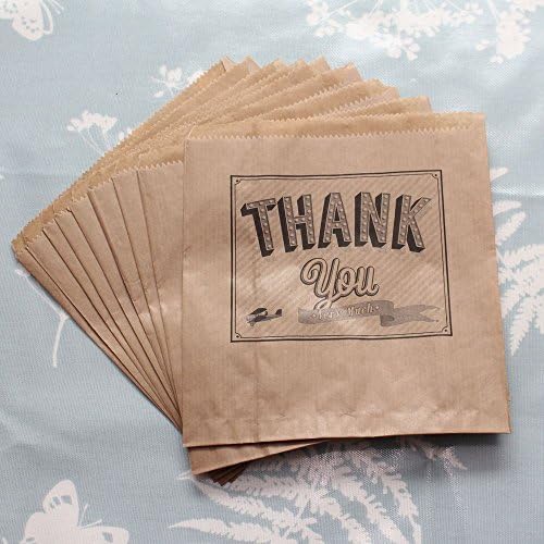 Среќа и среќа Крафт Браун „Ви благодарам многу“ торба за хартија x 10 - свадба/занает/подарок непречен