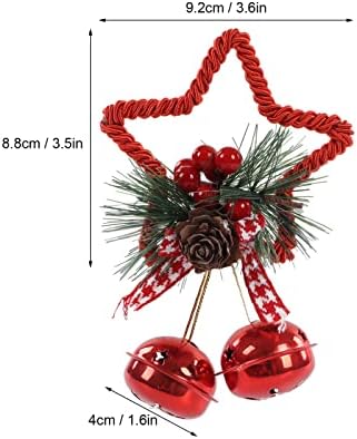 Божиќно Ѕвоно Украс, Сјајна Извонредна Божиќна Џингл Ѕвона Декорација Виси Орнаменти Со Борови Шишарки Црвени Бобинки Петкратна Ѕвезда За