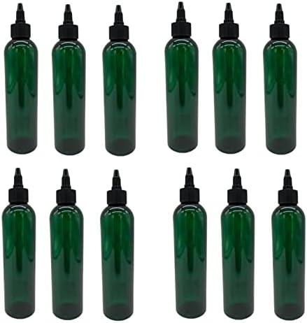 8 мл Зелени Космо пластични шишиња -12 Пакувајте празно шише за полнење - БПА бесплатно - есенцијални масла - ароматерапија | Црната врвна капа на пресврт - направено в?