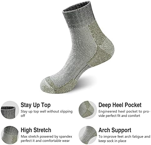 GKX Тешка перница за мажи со мека пешачка патека Термички чорапи на глуждот, 3 пакувања мерино волна мешавина од влага