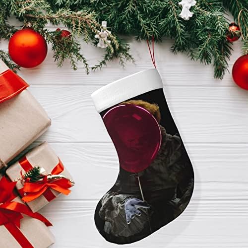 18 инчи персонализиран подарок Кловн 1 Божиќни чорапи за момчиња жени деца домашни миленици за одмор Декоративни Божиќни чорапи со светла