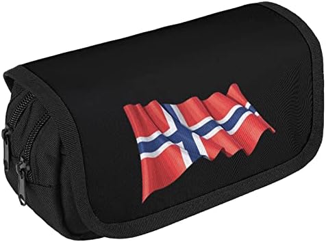 Случај со молив со знаме на Норвешка, двојно пенкало за пенкало, голем капацитет, држач за канцеларија за домашна канцеларија за домашна канцеларија