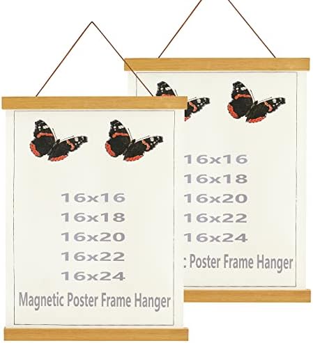 Рамка за закачалка за магнетски постери на Арминду 2 пакет, дрвени магнетни постери за закачалки рамка 16x20 16x22 16x24 слика платно уметнички
