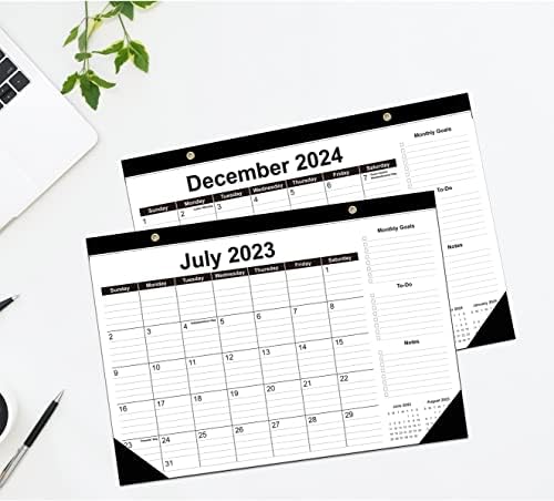 2023-2024 Календари за биро-Календар од 18 месеци од јули 2023 до декември 2024 година, Календар на бирото 2023-2024 со густа хартија, 12 x 17, црна