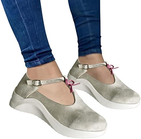 Дами модни цврсти бои обични чевли дебели единствени тркалезни пети токи случајни чевли бели клинови сандали за жени
