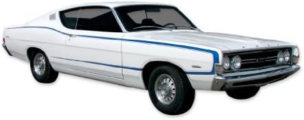 1968 Торино GT Fairlane GT рефлексивни C ленти Decals & Stripes комплет - рефлексивно бело