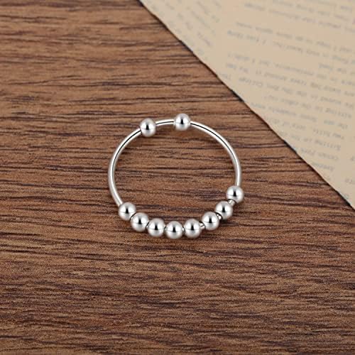 Ainuobei 925 Стерлинг сребрен фидгетски прстен за олеснување на анксиозноста за жени прстени за тинејџери far01a анксиозен прстен за жени