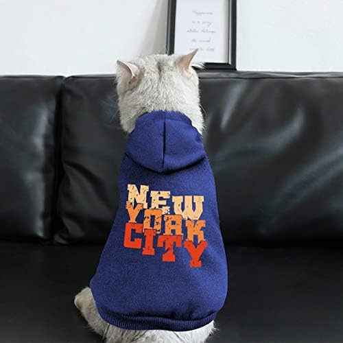 Ретро Newујорк Персонализирани дуксери за миленичиња кучиња меки пријатни кучиња облека што дишат џемпери за миленичиња со капа
