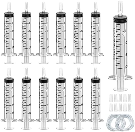 20 x 20 ml стерилни шприцови со капачиња, пластичен шприц за еднократна употреба со црево за научни експерименти, дистрибуција, мерење, наводнување