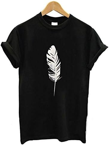 Печати печати дами маица маица со кратки ракави со кратки ракави на вратот