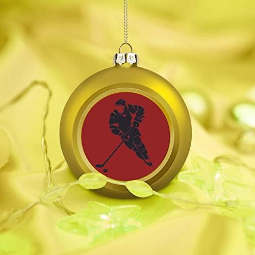 Цртано хокеј играч Божиќна топка Shatterproof виси украси за украси на забави од камин од дрво 4 парчиња 4 парчиња