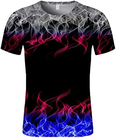 Машки летни маици новини за 3D шема маички смешни пламен графички кошули екипаж кул кратки ракави врвови одморен кошула