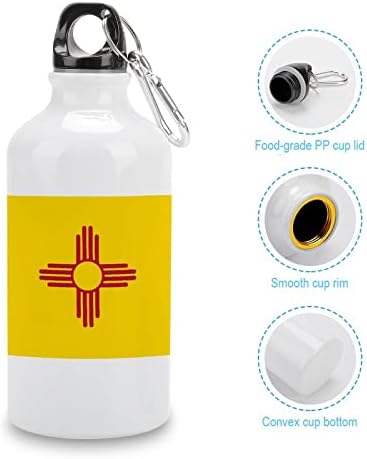 Знаме на Ново Мексико смешно шише со вода од алуминиум за велосипедско кампување со патувања со капакот и приврзок