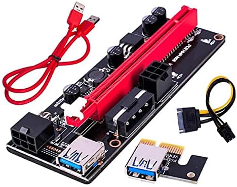 Конектори 6PCS USB VER009 USB 3.0 PCI -E Riser Express 1x 4x 8x 16x Extender Riser Adapter картичка SATA 15PIN до 6 пини за рударски рударски
