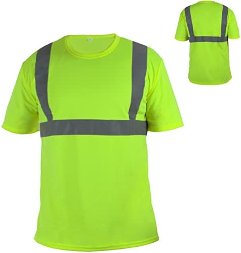 Рефлективни кошули за мажи - Класична стандардна маица со краток ракав - Полиестерска жолта висока видливост