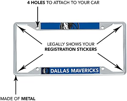 Рамка за регистарски таблички во НБА метална табличка на Далас Маверикс за предниот или задниот дел на автомобилот официјално лиценциран