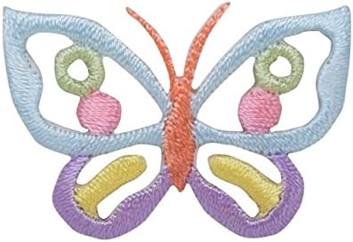 Мала пеперутка - отворена - пастелна сина/лаванда - везено железо на лепенка