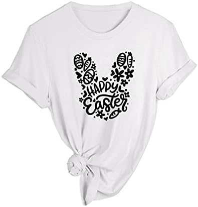 CGGMVCG Велигденски маички за жени за жени Велигденски ден за печатење графички маички кратки ракави екипаж на екипажот Велигденски врвови за жени 2023