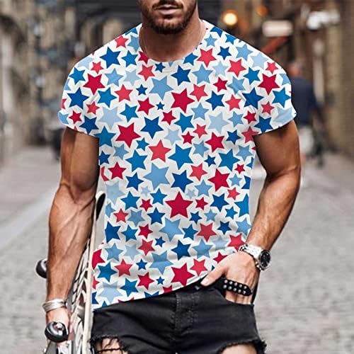 Плус спортски маици со големина за мажи, Ден на Денот на независност на Менс САД, кратки ракави со кратки ракави, печатена обична маица