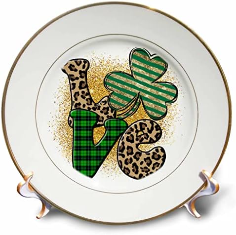 3drose glam зелена слика на златен сјај леопард Свети Патрикс Ден loveубовен збор - плочи