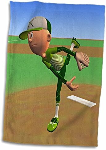 3дроуз Цртан Бејзбол Играч Со Зелени Бели Терени-Крпи