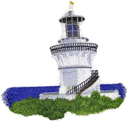 Прилагодено и уникатен светилник [Sugarloaf Point Lighthouse] Везено железо на/шива лепенка [6,2 *5.9] [Направено во САД]