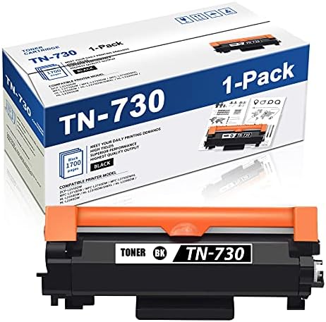 MaxColor TN730 1 Пакет Црна компатибилна TN-730 Тонер за замена на кертриџот за брат DCP-L2550DW MFC-L2710DW L2750DW L2750DWXL HL-L2350DW