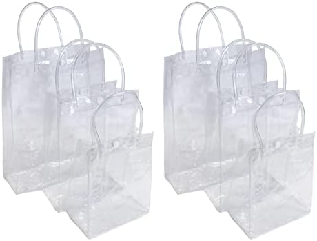 Hymaome 6 чисти торби за подароци ПВЦ пластични торбички торбички транспарентни вреќи за еднократно завиткување цврсти добрите торби