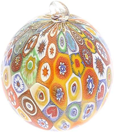 Glassofvenice Murano Glass Christmas Ornament - Gold Millefiori
