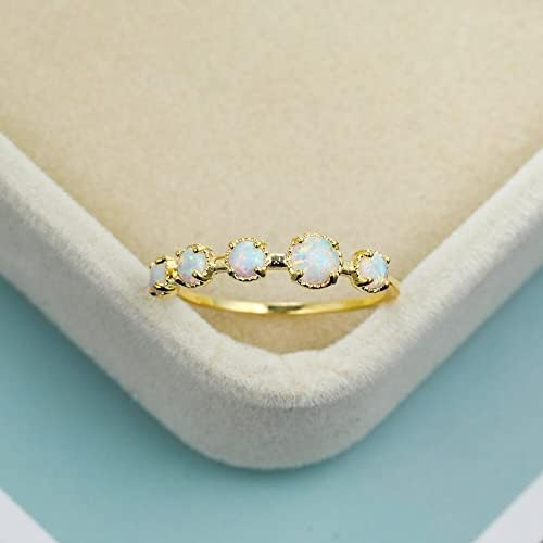 Ttndstore Рачно изработените опалски камени прстени за жени ringвонат минималистички венчален прстен за двојки за роденденска