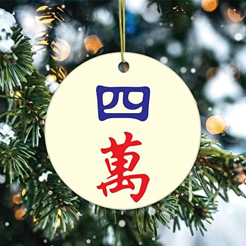Божиќни украси за чување кинески керамички украси за керамички украси Махјонг игра новогодишна елка виси украси сувенири празници украси