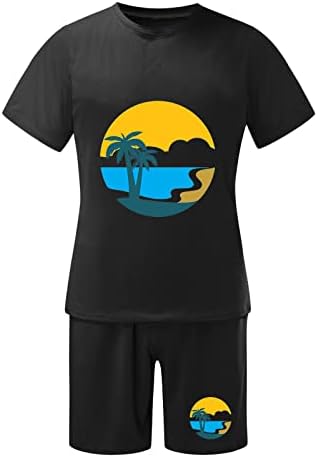 Шорцеви сетови за мажи смешни шорцеви за екипаж летни потти 3Д печати со кратки ракави со преголема кошула на мускули и кратки костуми