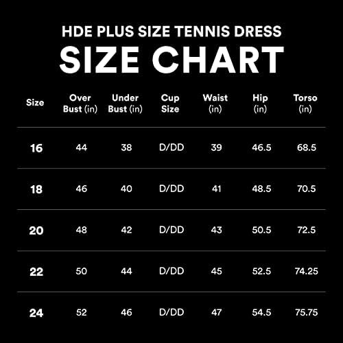 HDE женски плус големина тенис атлетски тренинг фустан со вградени шорцеви и градник црна