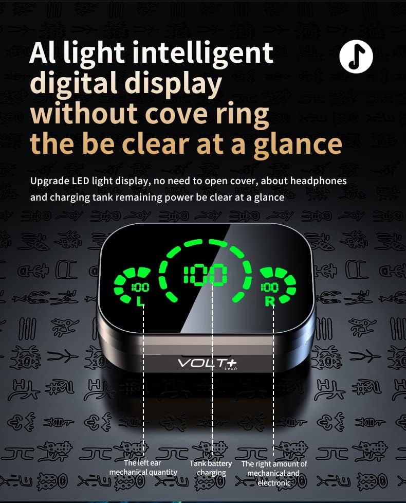 Волт плус технологија безжичен V5.3 LED PRO Earbuds компатибилен со вашиот HTC Windows Phone 8X IPX3 Bluetooth вода и потпочиување/намалување