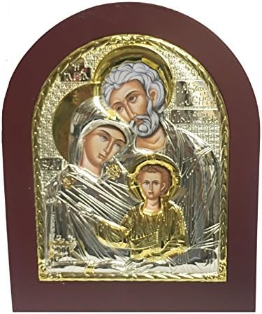 Семејната византиска икона Стерлинг Сребрена 925 третирана големина 19x15
