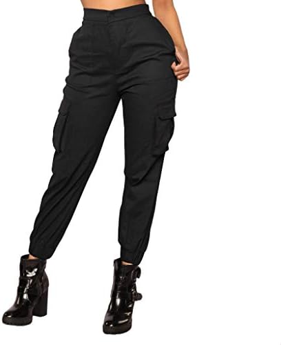 Bddviqnn женски меки карго панталони џебови летни цврсти бои трендовски буги панталони плус големина џогери за жени салата за џемпери