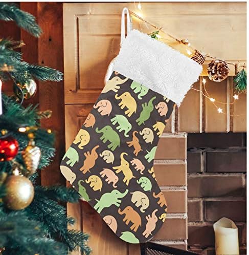 Алаза Божиќни чорапи Симпатични слонови класични персонализирани големи декорации за порибување за семејни сезонски празници Декор 1 пакет, 17,7