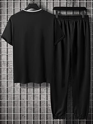 Oshho Облека со две парчиња за мажи мажи, графички контраст на контраст, патеки за половината на половината