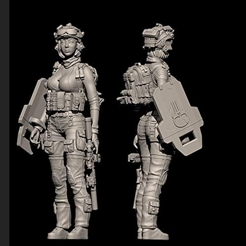 Etriye 75mm 1/24 смола Војник модел командо -женски воин -воин умиран комплет за модели на ликови /XC762