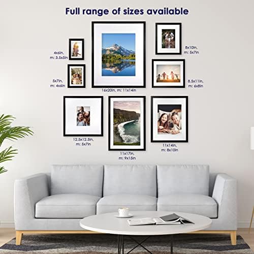 Стандардна стока дома декор линеарна рамка за слика 5-пакет, црна за wallид или табела, хоризонтален или вертикален дисплеј